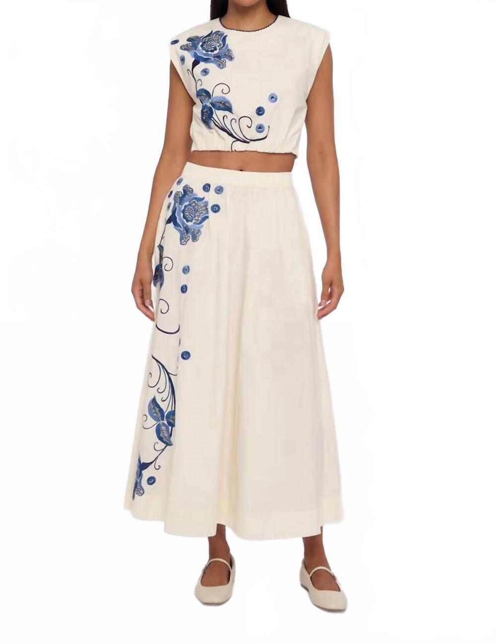 NEW LOVE THE LABEL porto maxi skirt in kimber embroidery